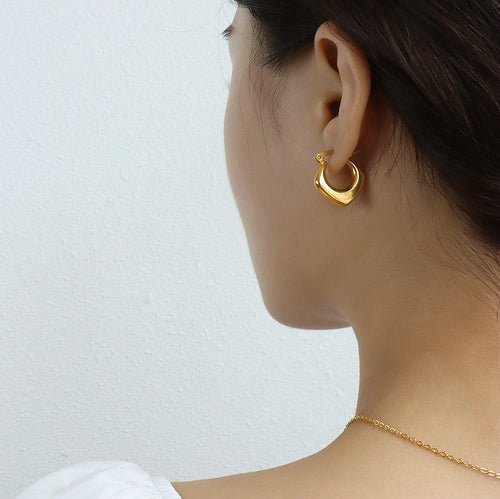 18K Gold-Tone Geometric Stainless Steel Earrings in a gold-tone stainless steel finish