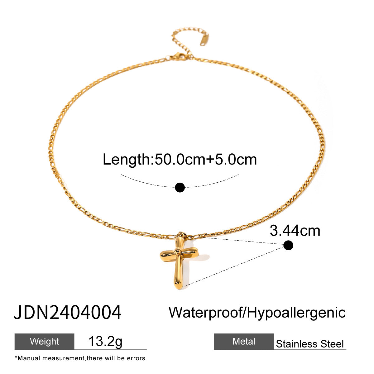 Stainless Steel Cross Pendant Necklace Zircon Natural Stone Clavicle Chain Neck Chain Jewelry