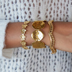 Hammered Open Bracelet Jewelry Non-Fading Stainless Steel Accessories for Women