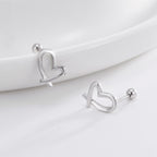 SE0160 S925Silver Plated White Gold Japanese and Korean Irregular Heart Smooth Earrings for Women