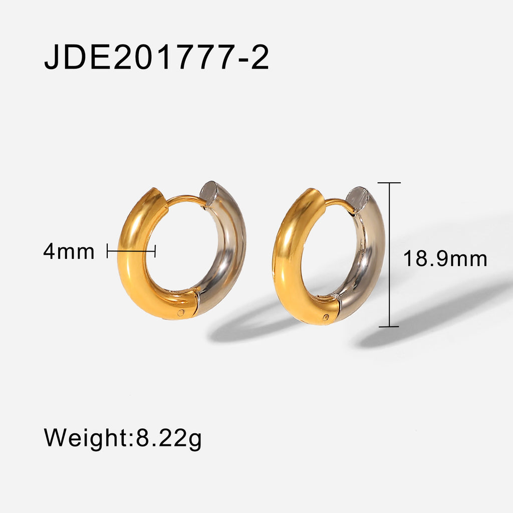 2H Fashion Gold Plated Two Tone Intersection Geometric Earrings