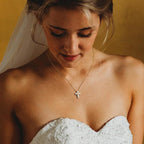 Stainless Steel Zircon Cross Necklace Pendant Clavicle Chain Jewelry