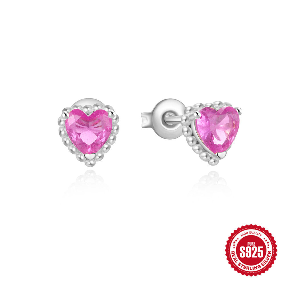 New s925Sterling Silver Gemstone Heart-Shaped Water Drop Diamond-Studded Earrings Hot-Selling Design Ear Jewelry