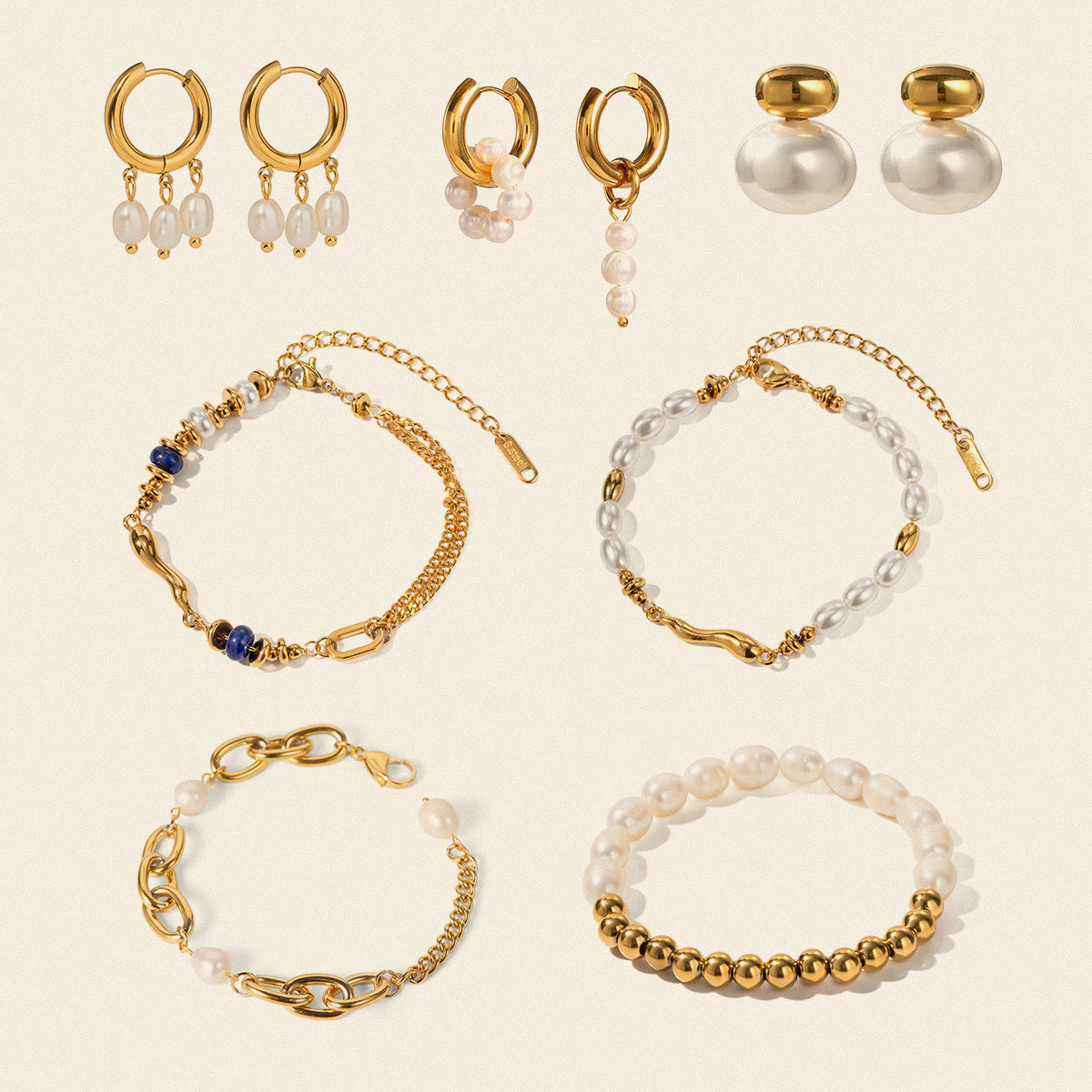 Stainless Steel Pearl Bracelet Earrings Jewelry earrings