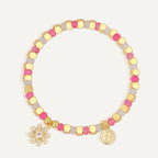 B0284 Vintage Bohemian Daisy Zircon Beaded Chalcedony Fashion Bracelet