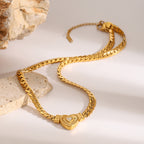 Stainless Steel Heart Necklace with Diamond Inlay Collarbone Chain Jewelry necklace