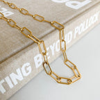 Punk Hip-Hop Paperclip Chain Necklace Jewelry Vacuum Plating18K Gold Stainless Steel Collar Women's Chain