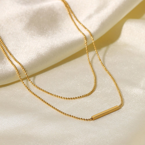 18K Gold-Tone Layered Pendant Stainless Steel Necklace — Elevated Essential with layered design details