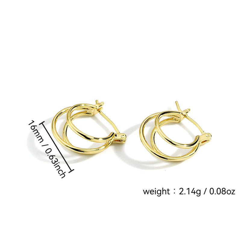 Minimalist Geometric Multi-Hoop Earrings Brass Electroplated Plain Hoop Earrings Fashion Women