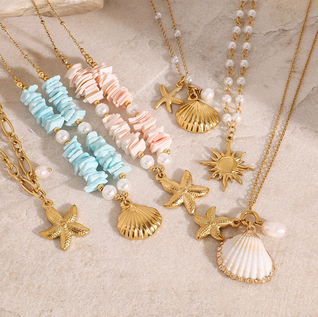 Shell Pearl Necklace Ocean Jewelry Accessories Stainless Steel Jewelry