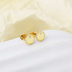 E0071 Simple Geometric Round Earrings for Women, Copper Gold-Plated with Inlaid Diamonds, Trendy Export Jewelry