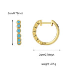 E0490 Fashion Blue Turquoise High-End Design Earrings for Women Brass Gold-Plated Simple Hoop Earrings