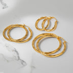 Fashion18K Gold Stainless Steel Cable Line Texture Earrings Non-Fading Earrings Women's Ear Jewelry