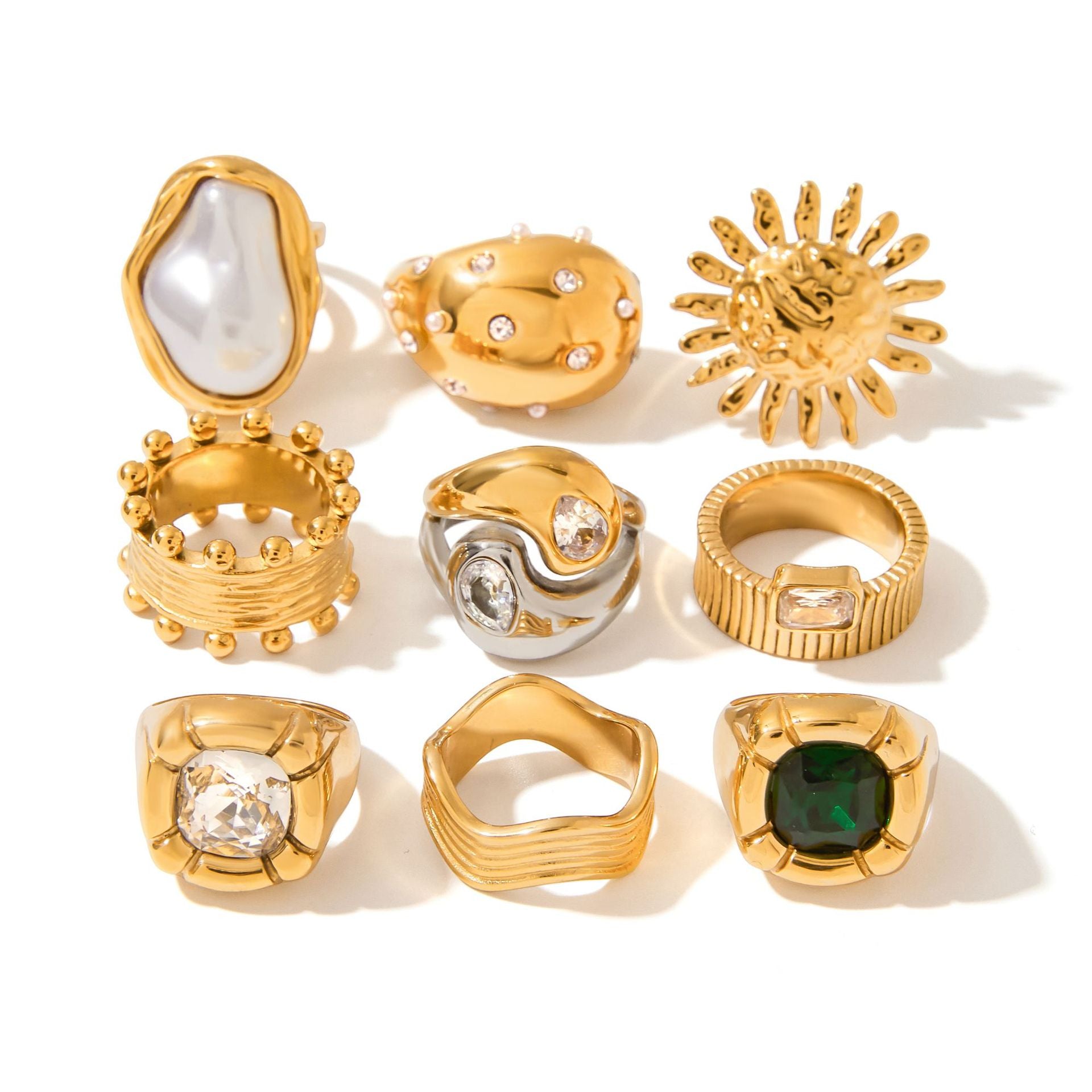 2H Pearl Ring Non-Fading Jewelry Accessories Stainless Steel rings