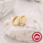 S925Sterling Silver Inlaid Diamond Floral Hoop Earrings Hot Sale Simple Daily Matching Classic Earrings