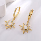 E0669 Bohemian Epoxy Elegant Fashion Earrings for Women Retro Sun Shape Zircon Earrings