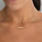 Classic Double Layer Tbar stick necklace stainless steel18K Gold Pendant Necklace Women's Fashion Versatile Necklace