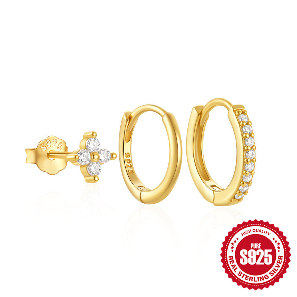 S925Pure Silver Classic Hoop Earrings High-End Women's Earring Set Hot-Selling Minimalist Style Earrings