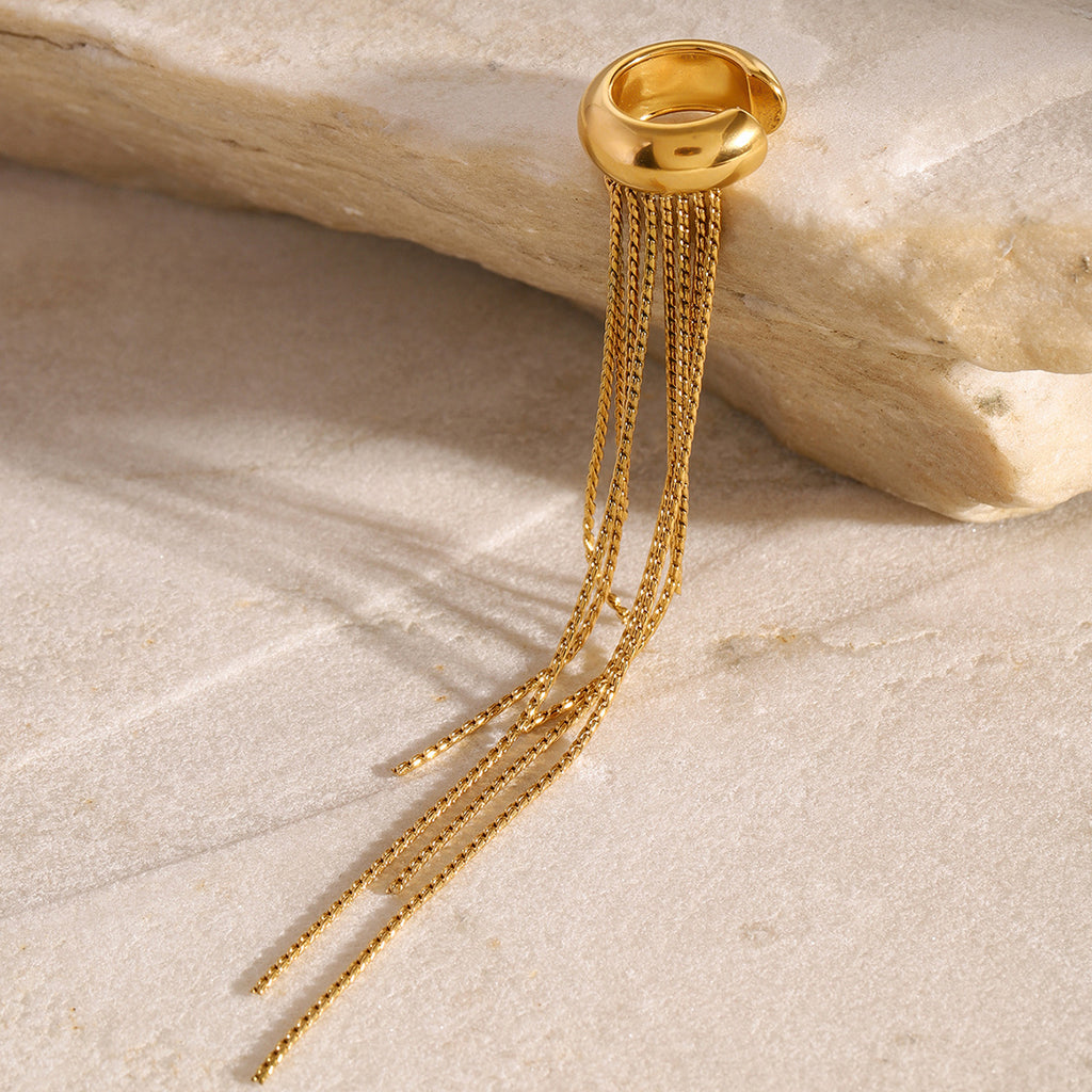 Stainless Steel Tassel Earrings Non-Pierced Ear Cuff Ear Jewelry Accessories