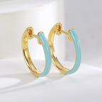 E0500 French Fashion Simple Design Earrings for Women Copper Gold Plated Minimalist Resin Hoop Earrings