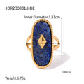 Stone Stainless Steel Gold-Plated Ring — alternate product view — jewelry finish and design detail