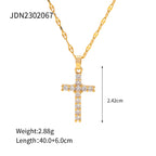 2H Stainless Steel Cross Pendant Necklace Zircon Earrings Stud Earrings Jewelry