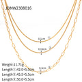 Modern Gold-Plated Stainless Steel Layered Necklace — jewelry detail — jewelry finish and design detail