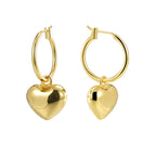E0793 Metallic Glossy Heart-Shaped Earrings for Women Copper Plated18K Gold Fashion Simple Heart Earrings