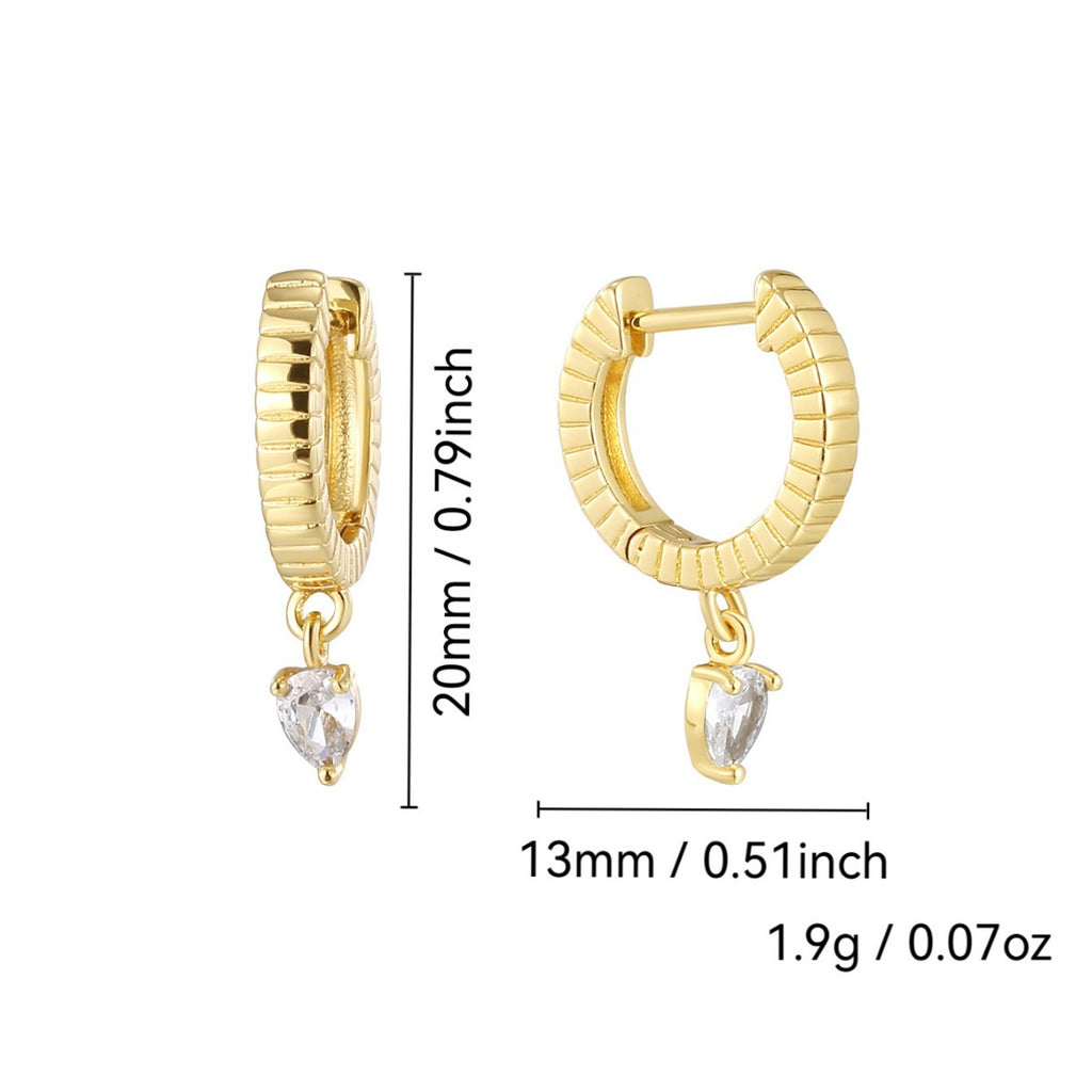 E0752 French Retro Fashion Design Earrings for Women, Water Drop Shape Zircon Simple Drop Earrings