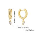 E0752 French Retro Fashion Design Earrings for Women, Water Drop Shape Zircon Simple Drop Earrings