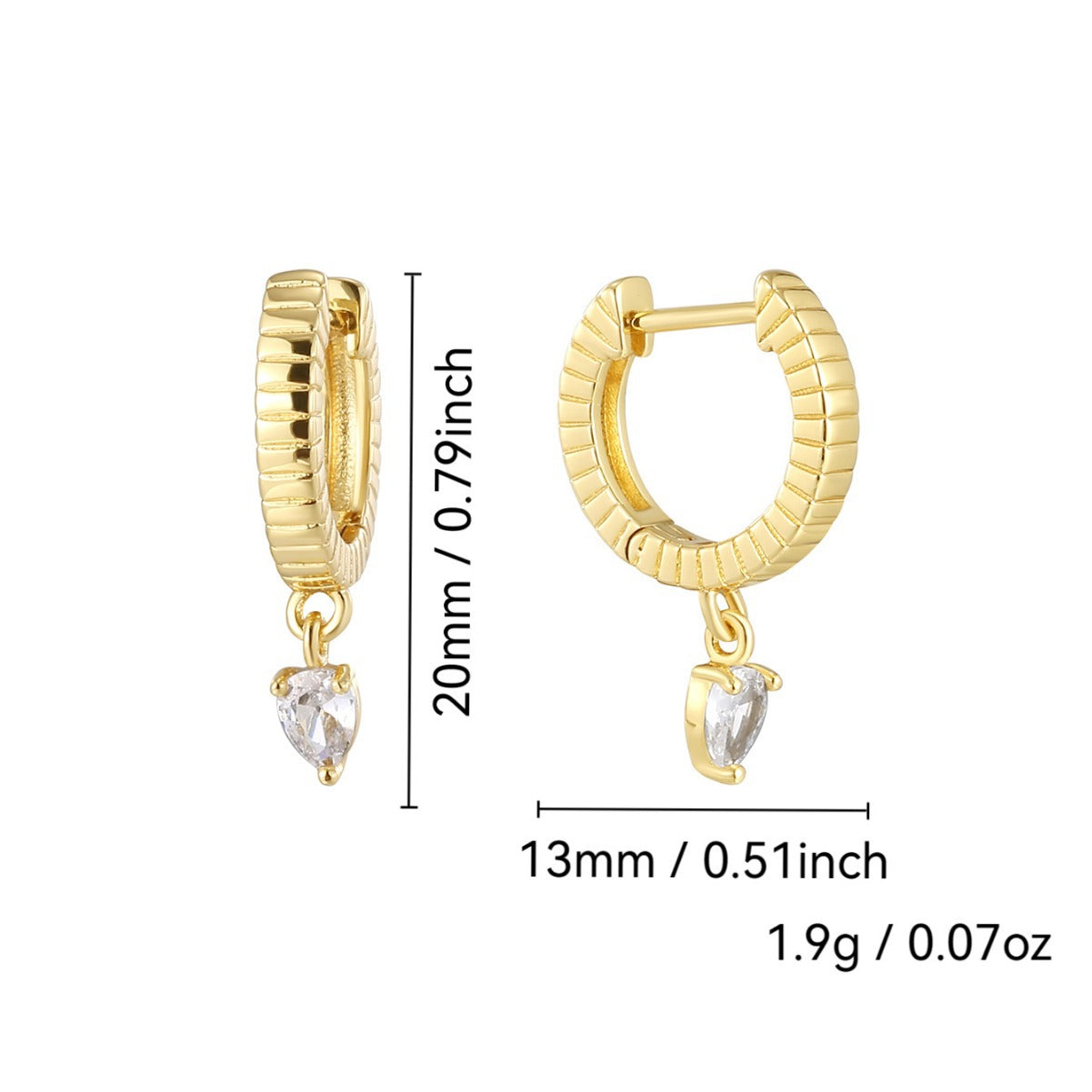 E0752 French Retro Fashion Design Earrings for Women, Water Drop Shape Zircon Simple Drop Earrings