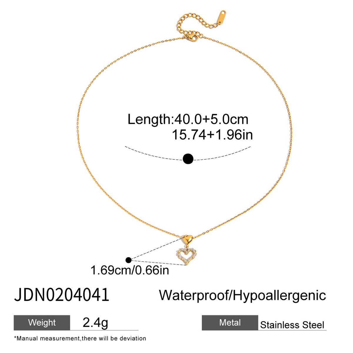 Stainless Steel Heart Necklace Collarbone Chain Jewelry Non-Fading