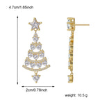 E0541 Christmas Fashion Christmas Tree Earrings for Women Copper Gold Plated Zirconia Drop Earrings