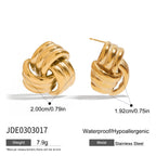 18K Gold Stainless Steel Threaded Color Block Earrings Non-Fading Jewelry