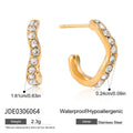 Cubic Zirconia Gold-Plated Stainless Steel Hoop Earrings — jewelry construction — jewelry finish and design detail