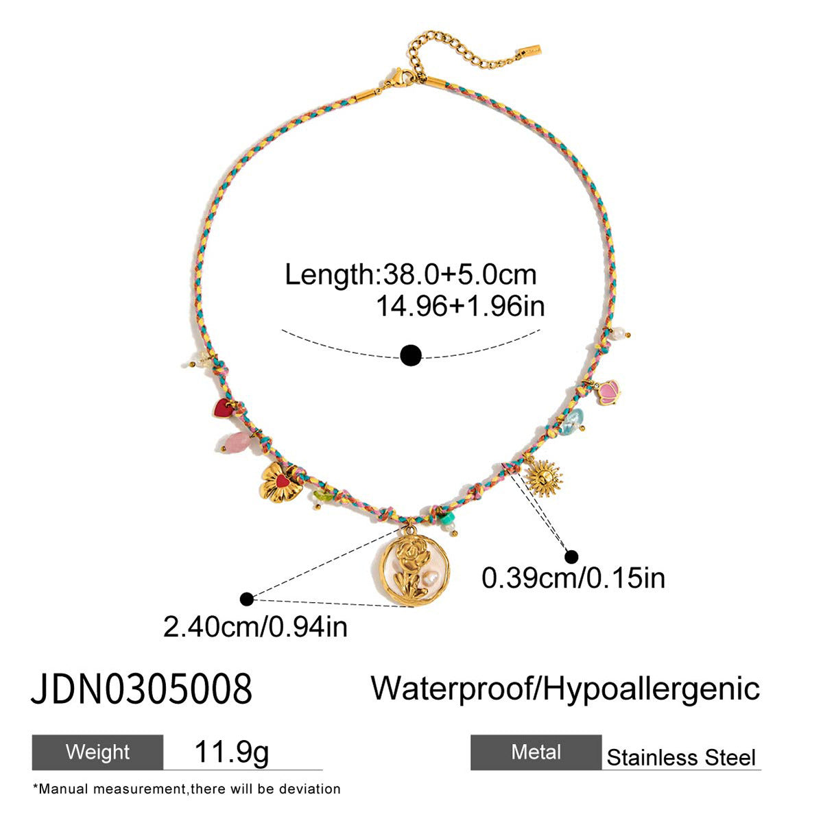 2H Stainless Steel Heart Layered Necklace Collarbone Chain Non-Fading Jewelry