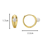 E0590 Fashion New Simple Smooth Pearl Earrings for Women Brass Gold-Plated Hoop Earrings
