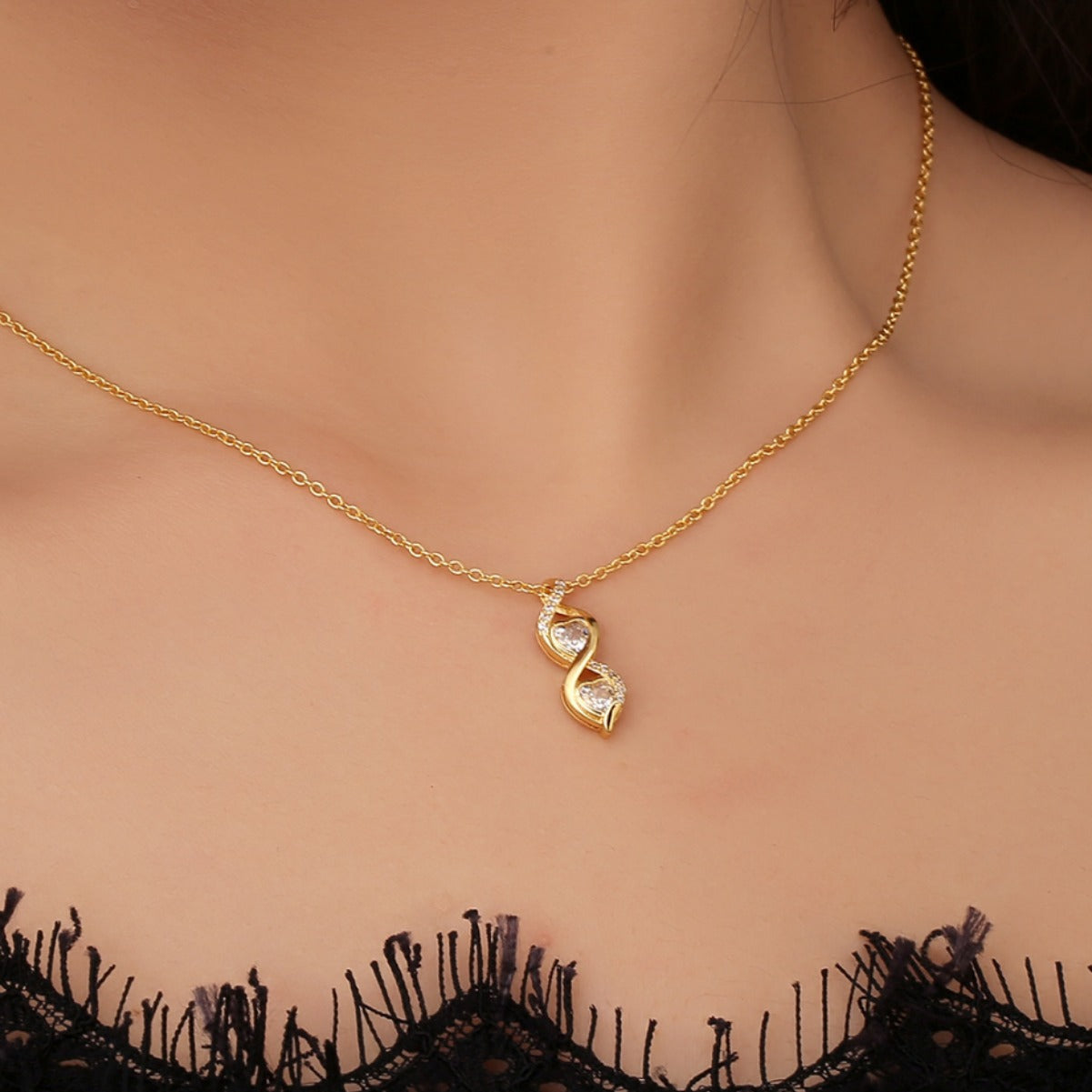 CYN0223 Infinite Molecule Copper Necklace Classic Spiral Fashion Pendant Accessory