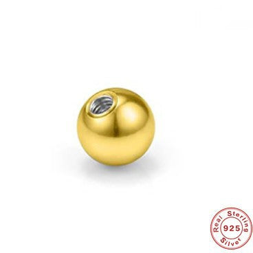 S925Pure Silver Bead Ear Plugs Body Piercing Threaded Ear Plugs Ear Stud Accessories Hot Sale Ear Jewelry Ear Plugs Accessories