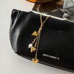 2H Heart Tassel Collarbone Chain Stainless Steel y Long Necklace Jewelry