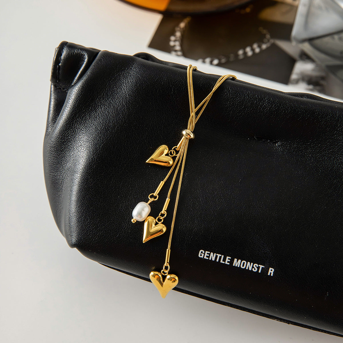 2H Heart Tassel Collarbone Chain Stainless Steel y Long Necklace Jewelry