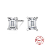 S925Sterling Silver Geometric Square Super Sparkling Diamond Stud Earrings Korean and Japanese Elegant Stud Earrings Jewelry
