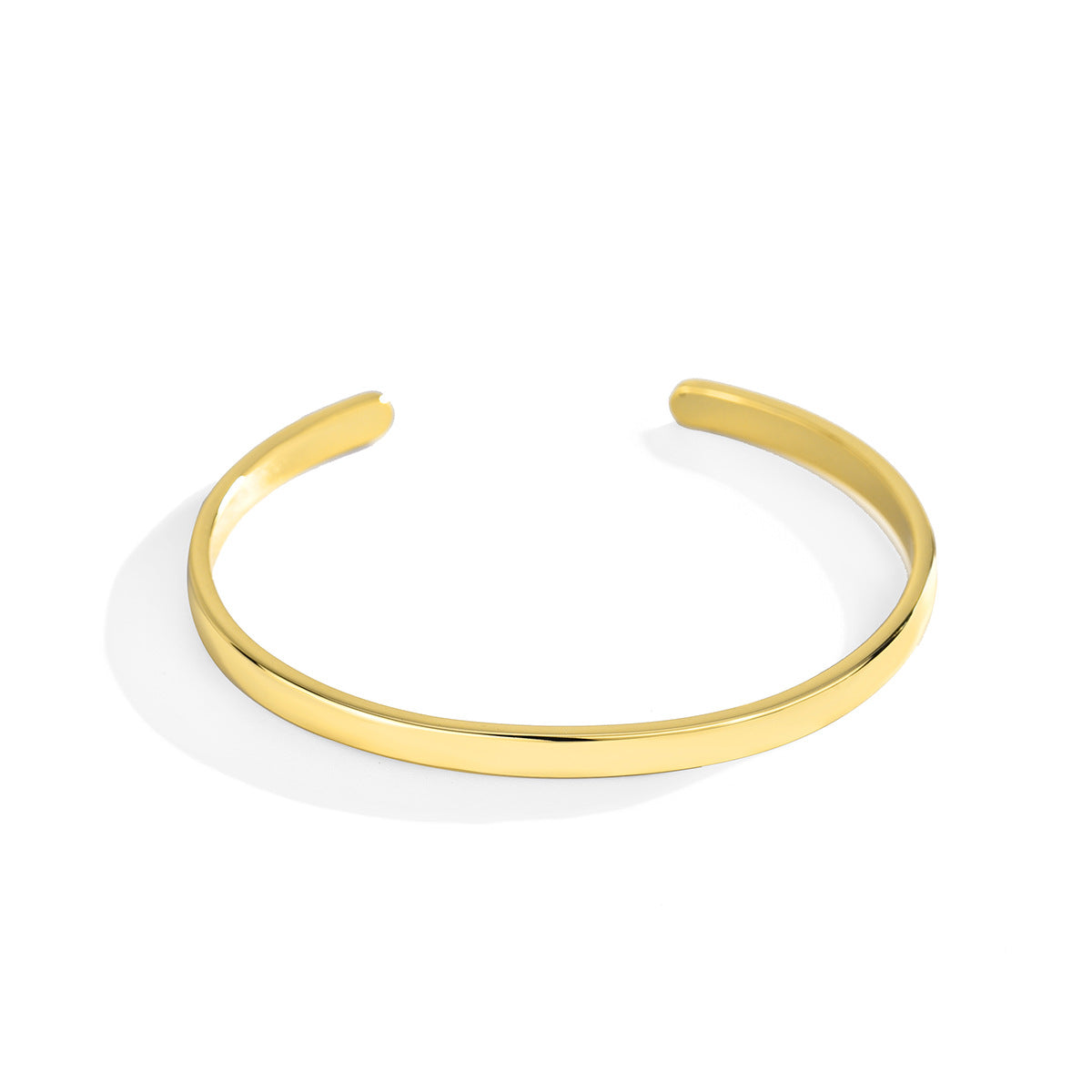 B0014 New Simple Fashion Real Gold Plated gold Bracelet Arc Smooth Open Bangle for Women