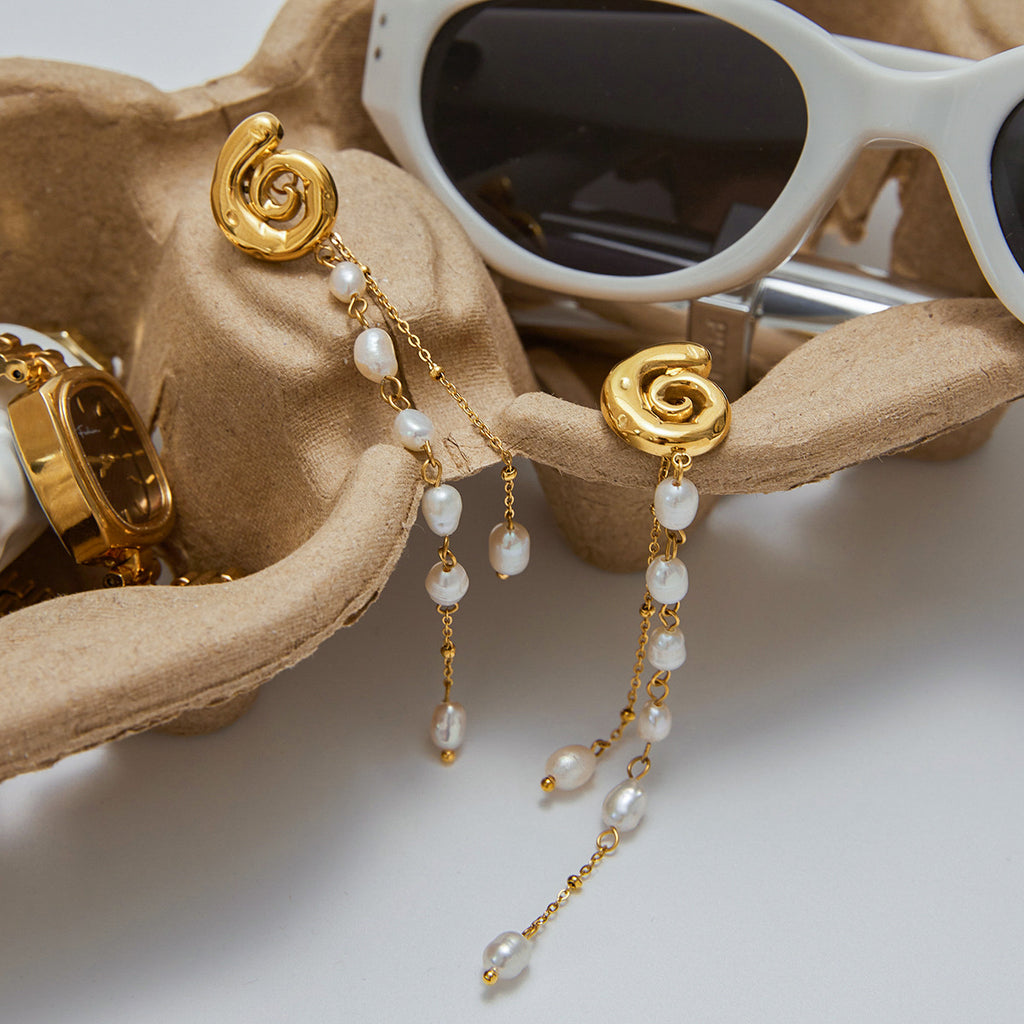 2H Stainless Steel Pearl Stud Earrings Tassel Earrings Earrings Women's Design Accessories