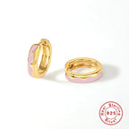 S925Sterling Silver Wave Oil Drop Imitation Enamel Hoop Earrings Hot-Selling Creative Ear Jewelry