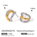 Enamel Stainless Steel Hoop Earrings in Gold-Plated — Clean-Lined Style — alternate product view — jewelry finish and design detail