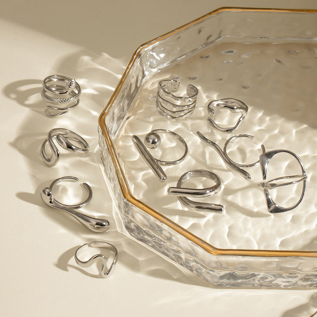 Stainless Steel Color Exaggerated Open Ring rings