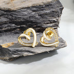 E0195 Elegant Fashion Heart-Shaped Zircon Stud Earrings for Women, Milky White Resin Peach Heart Hollow Design Earrings