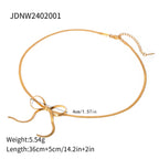 2H 18K Gold Stainless Steel Bow Earrings for Women Fashion Simple Snake Bone Chain Small Stud Earrings