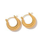 Women's Screw Hoop Bagel Earrings 18K Gold-plated Stainless Steel gold Ear Jewelry
